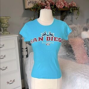 San Diego California Baby Doll Bright Blue T Shirt